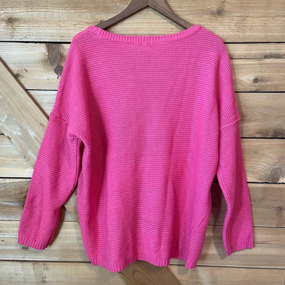 Free for All Long Sleeved Oversized Pink Sweater - Picture 2 of 6